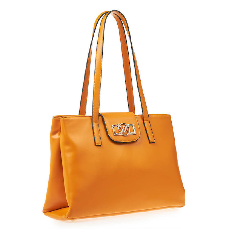16-6879 Τσάντα Ώμου Shopper Verde Orange NEW ENTRY